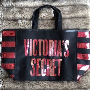 Victoria Secret Black Canvas Tote Bag